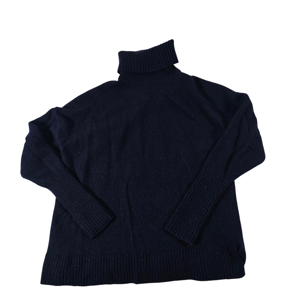 J.Crew Womens Navy Blue Wool Blend Turtleneck Sweater‎ E3275 Petite Medium PM